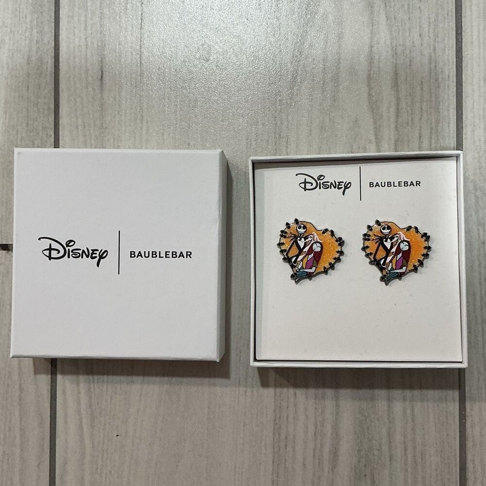 Disney BaubleBar Jack and Sally heart-shaped‎ earrings inspired by The Nightmare